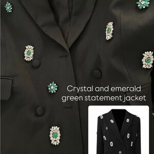 Black Jacket with Crystal and Green Embellishments